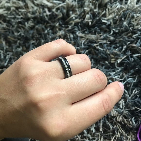 ELSEMODE  Titanium Stainless Steel CZ Stone Ring - Picture 2 of 2